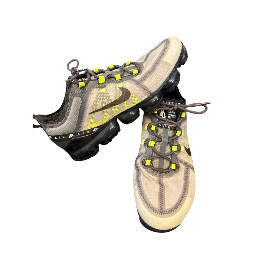 Men's Nike VaporMax 2019 Sneakers Atmosphere Gray And Black With Neon Size‎ 10
